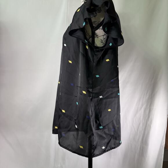 Apostrophe Blouse Top Size Large P bust 42" polka dot chiffon ruffle slve - Picture 2 of 6